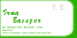 irma baiszer business card